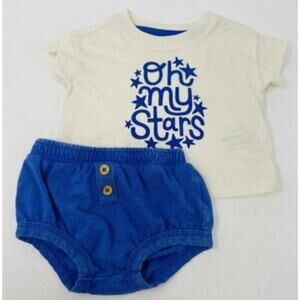 Cat & Jack Unisex Baby 2 Piece Oh My Stars Top & Bottom Set Blue Size 3/6M